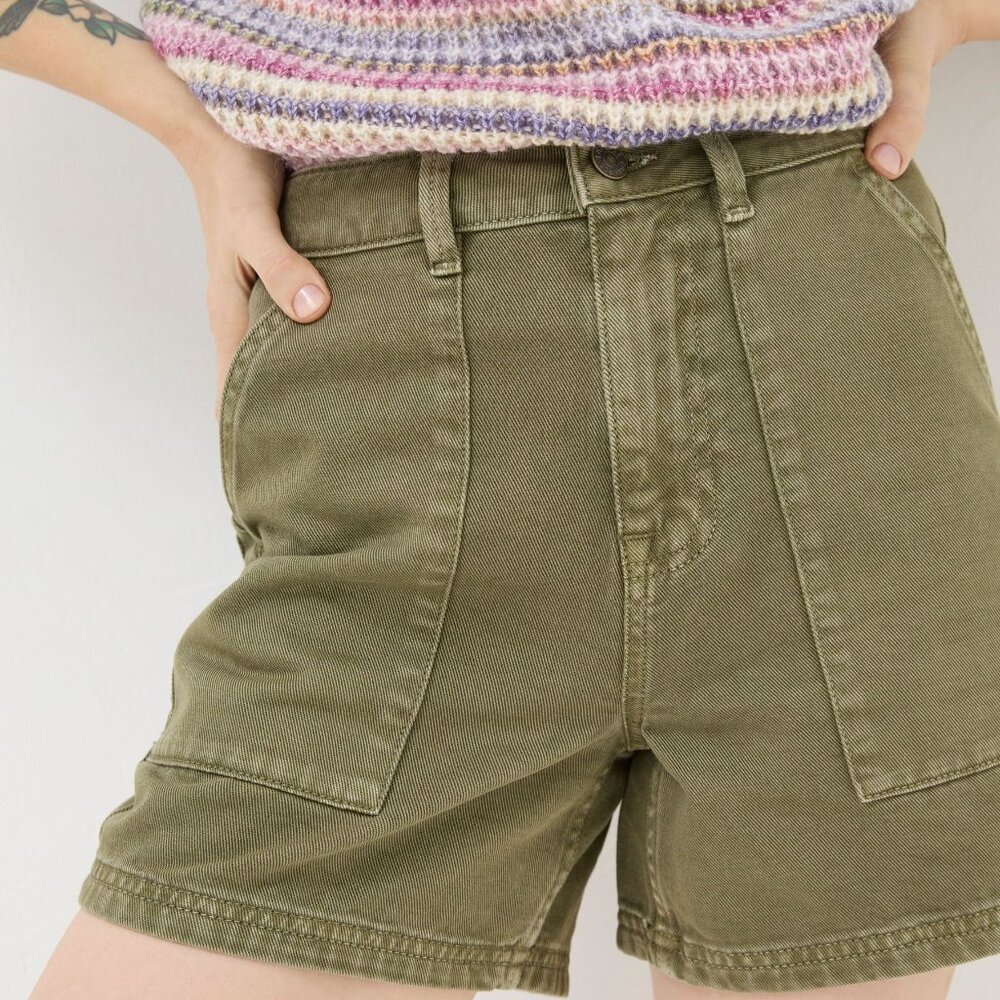 FATFACE Cali Green Denim Carpenter Shorts 4.5" inseam (US6)